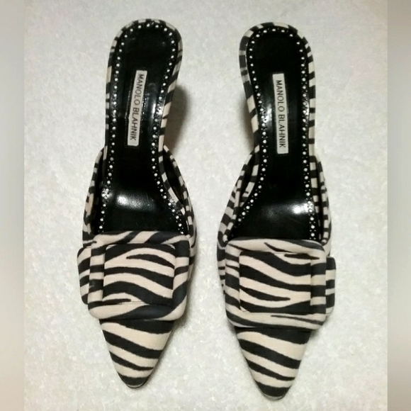 Authentic Manolo Blahnik Zebra Kitten Heels - Picture 1 of 4